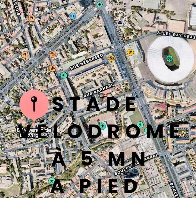 דירה מרסיי Cosy Flat Au Velodrome & Parc Chanot, Prado צרפת